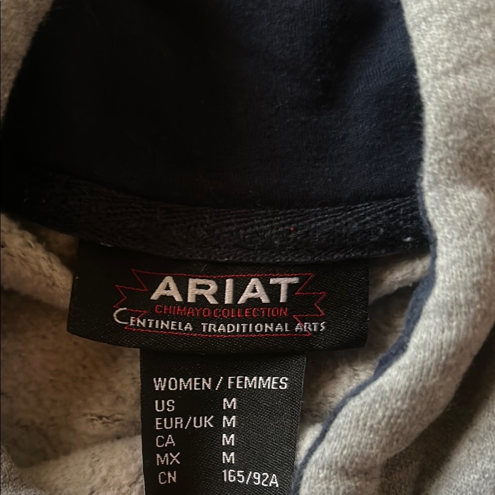 Ariat Heather Gray Hoodie with Embroidered Sleeve - Picture 2 of 3